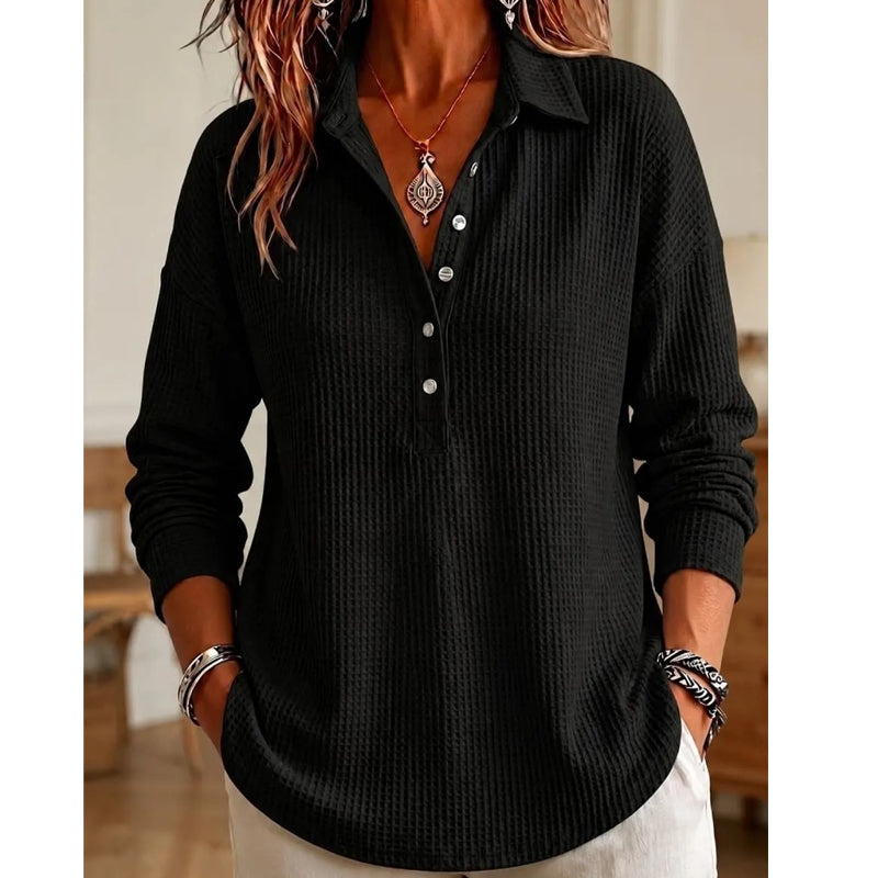 📢📢50%Rabatt!!!🎉✨Leger geschnittenes Langarm-T-Shirt aus Strick für Damen