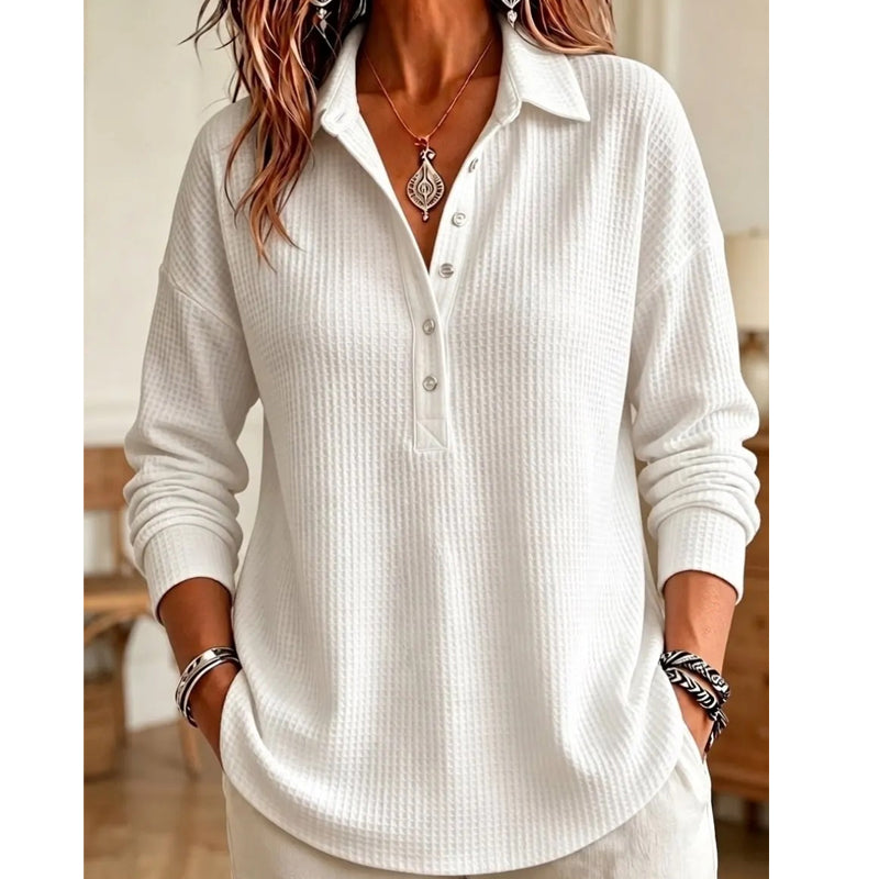 📢📢50%Rabatt!!!🎉✨Leger geschnittenes Langarm-T-Shirt aus Strick für Damen