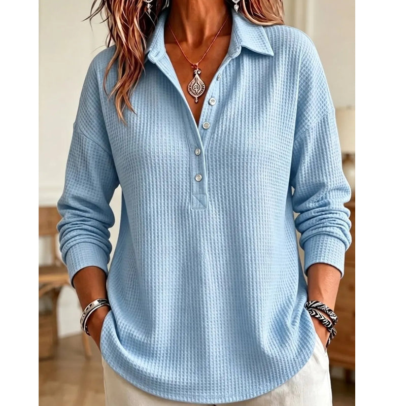 📢📢50%Rabatt!!!🎉✨Leger geschnittenes Langarm-T-Shirt aus Strick für Damen