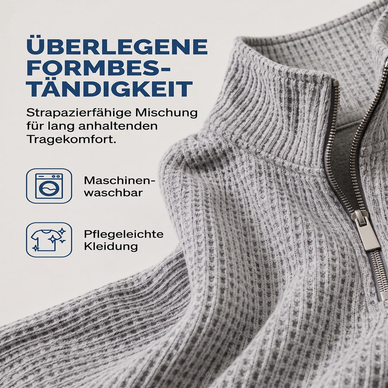 📢📢50%Rabatt!!!🎉✨Herren-Sweatshirt mit entspannter Passform, Halbreißverschluss und Waffelstruktur