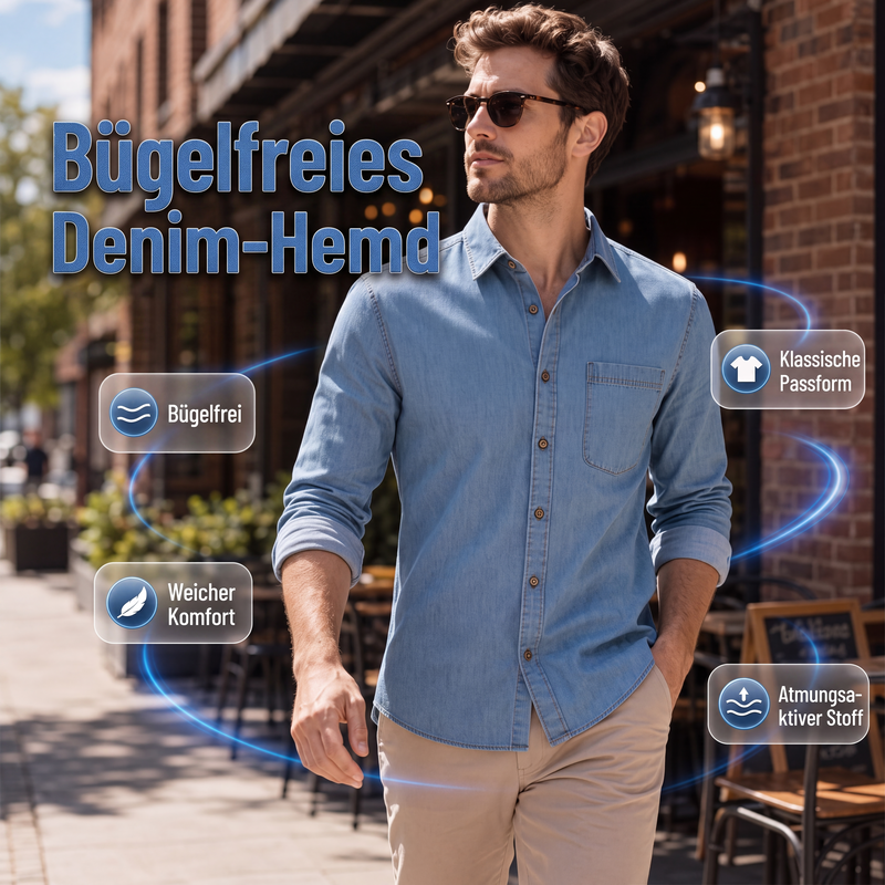 📢📢50%Rabatt!!!🎉✨Legeres Langarm-Hemd aus Jeansstoff für Herren