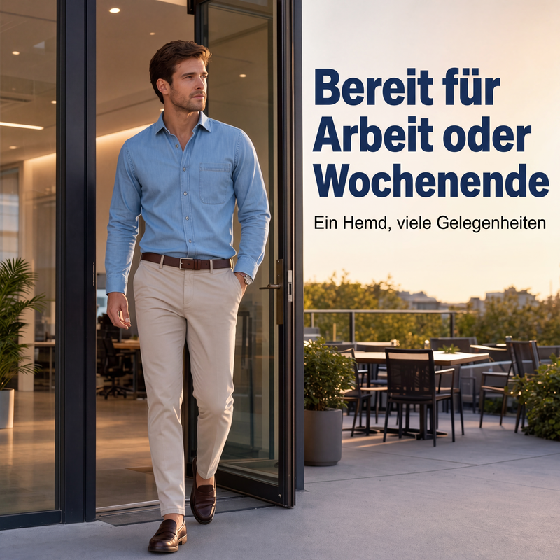 📢📢50%Rabatt!!!🎉✨Legeres Langarm-Hemd aus Jeansstoff für Herren