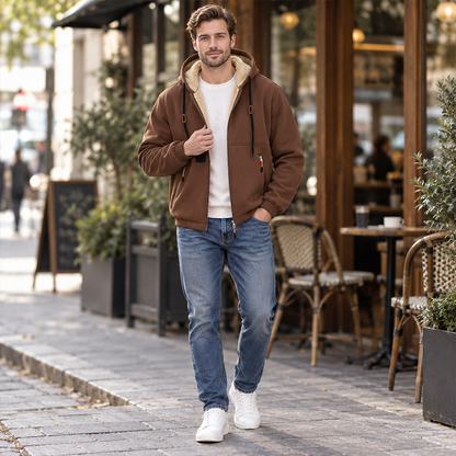 Warmes Kapuzenpullover mit Reißverschluss für Herren
