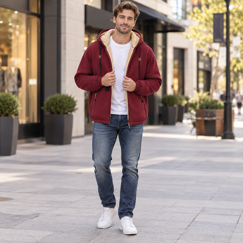 Warmes Kapuzenpullover mit Reißverschluss für Herren