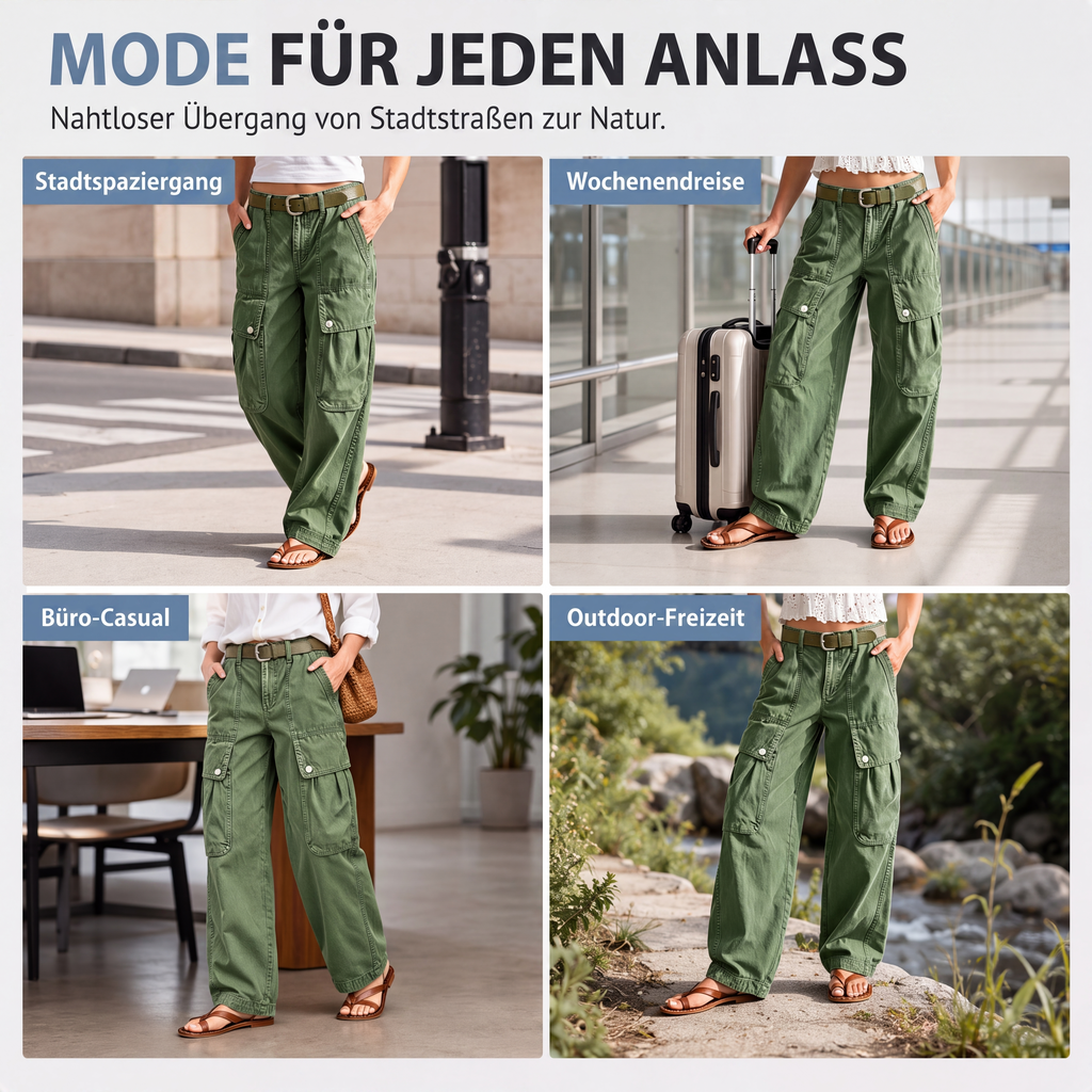 Lockere, dehnbare Cargohosen für Damen