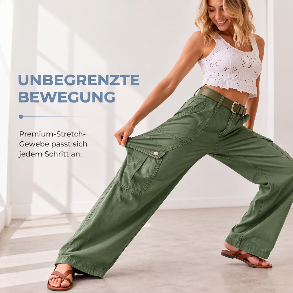 Lockere, dehnbare Cargohosen für Damen