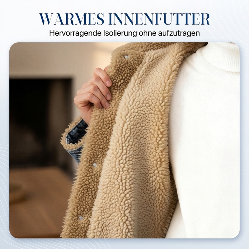 Langer, warmer gefütterter Jeansmantel für Damen