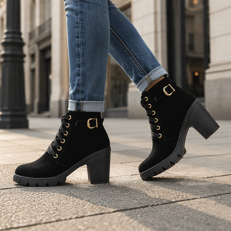 🔥 50% Rabatt – Nur heute👖 Damen Vintage Stiefeletten mit Blockabsatz