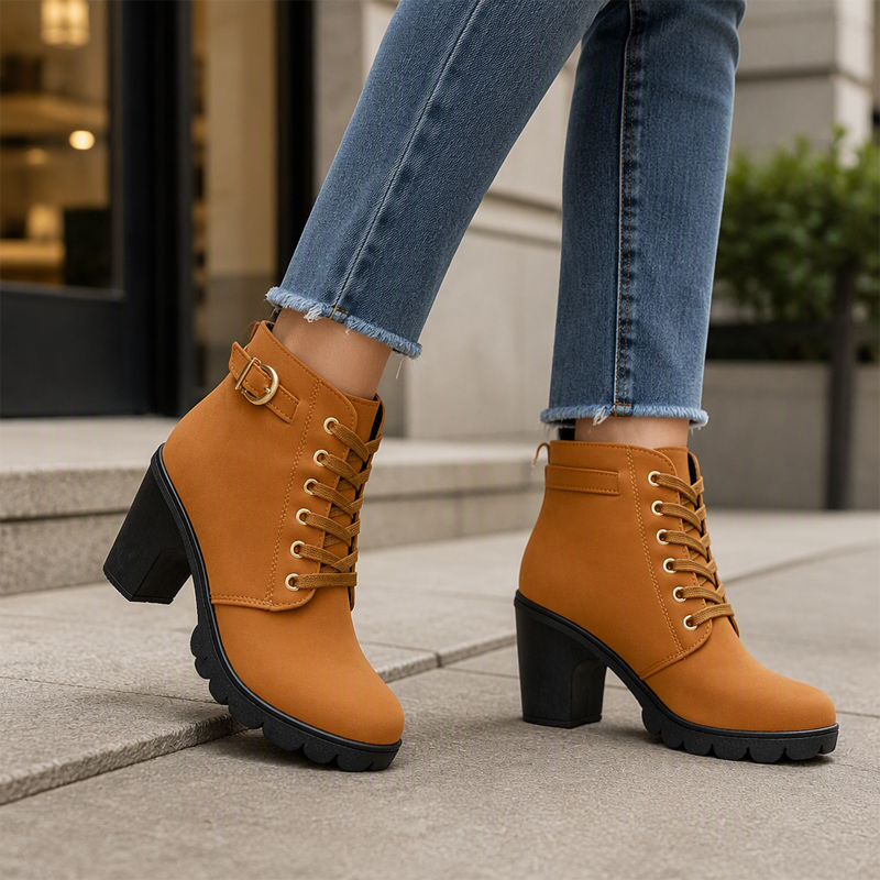 🔥 50% Rabatt – Nur heute👖 Damen Vintage Stiefeletten mit Blockabsatz
