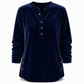 ⏰ Die Aktion läuft aus – also schnell sein lohnt sich! Lässiges, lockeres Samt-Langarmshirt für Damen mit Knopf-V-Ausschnitt