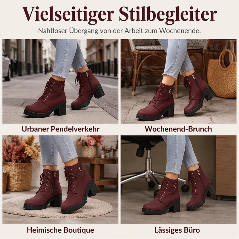 📢📢50%Rabatt!!!🎉✨Damen-Stiefeletten mit Blockabsatz und Plateausohle
