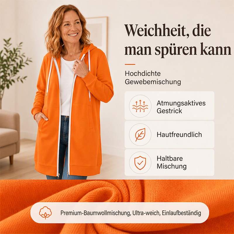 📢📢50%Rabatt!!!🎉✨Lange Kapuzenjacke mit Reißverschluss für Damen