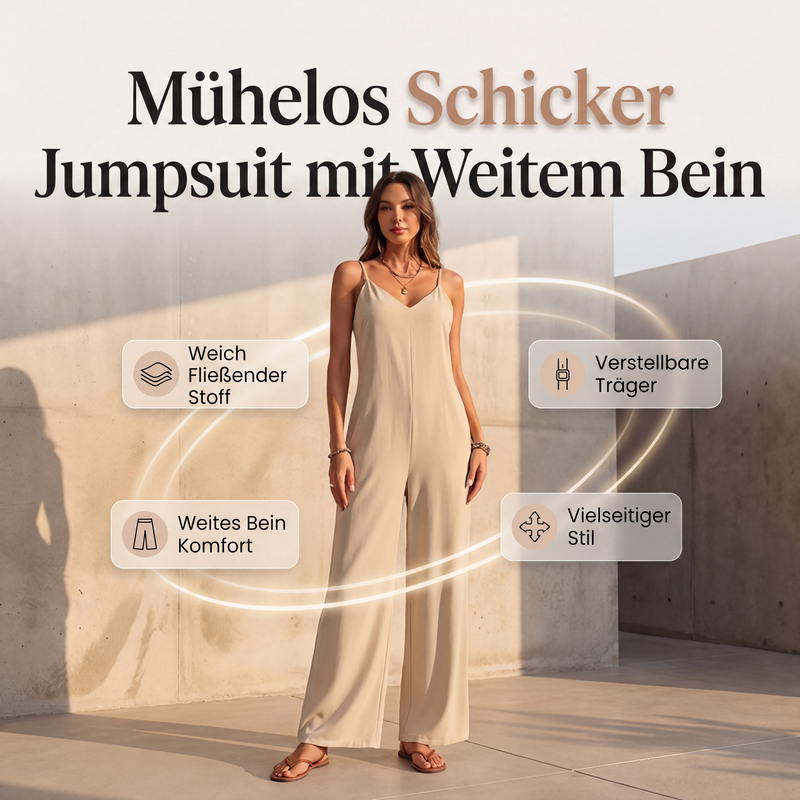 📢📢50%Rabatt!!!🎉✨Damen-Casual-Jumpsuit mit V-Ausschnitt und Spaghettiträgern