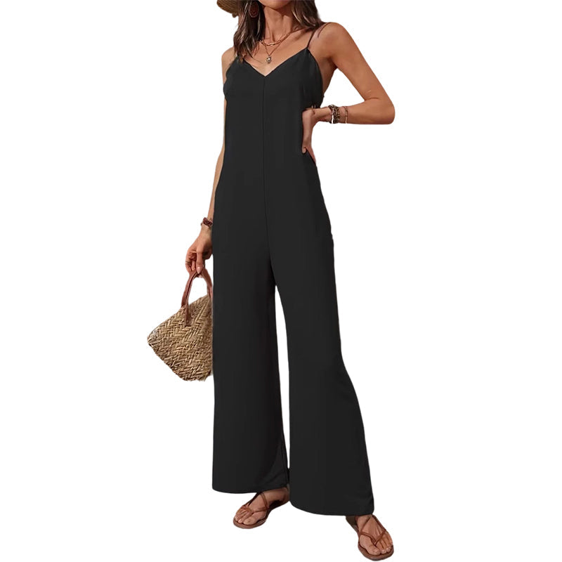 📢📢50%Rabatt!!!🎉✨Damen-Casual-Jumpsuit mit V-Ausschnitt und Spaghettiträgern