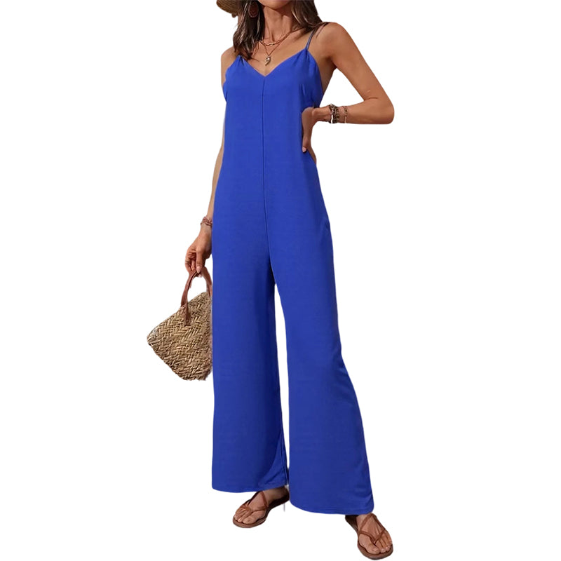 📢📢50%Rabatt!!!🎉✨Damen-Casual-Jumpsuit mit V-Ausschnitt und Spaghettiträgern