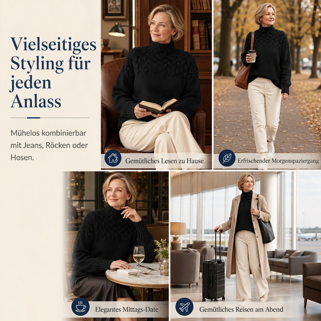📢📢50%Rabatt!!!🎉✨Legerer Strickpullover mit Rollkragen in Unifarbe