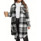 📢📢50%Rabatt!!!🎉✨Stilvolle lange karierte Damen-Hemdjacke mit Umlegekragen