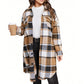 📢📢50%Rabatt!!!🎉✨Stilvolle lange karierte Damen-Hemdjacke mit Umlegekragen