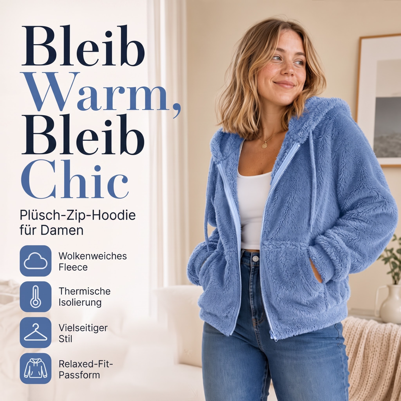 📢📢50%Rabatt!!!🎉✨Damen Kapuzenjacke aus kuscheligem, flauschigem Material
