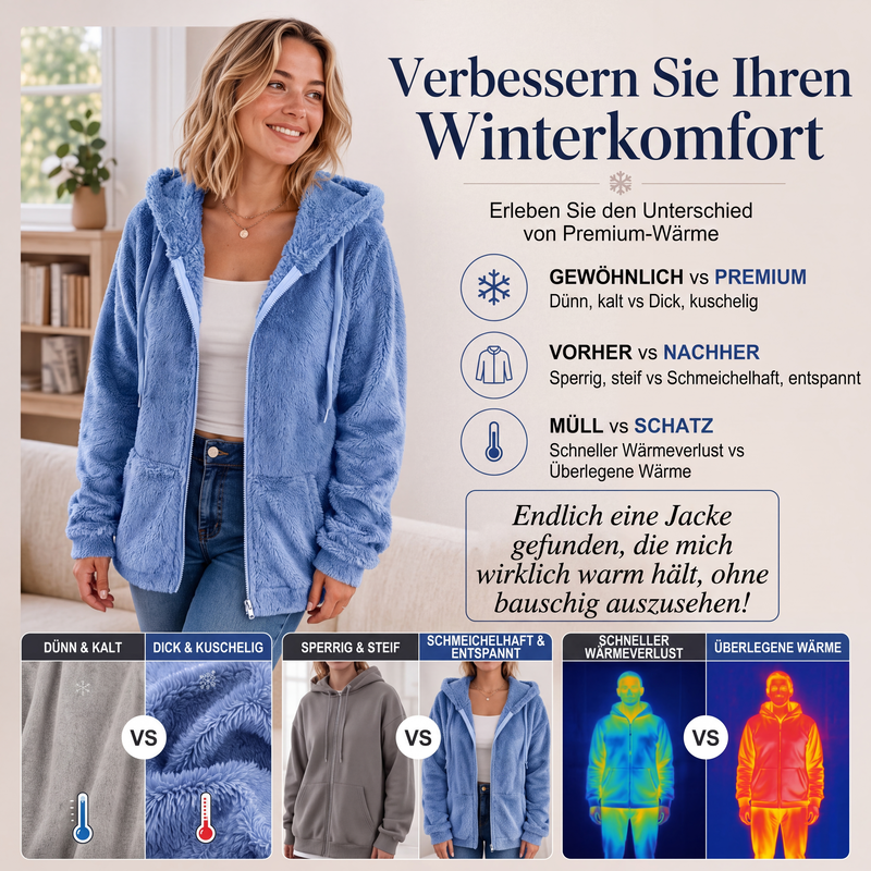 📢📢50%Rabatt!!!🎉✨Damen Kapuzenjacke aus kuscheligem, flauschigem Material