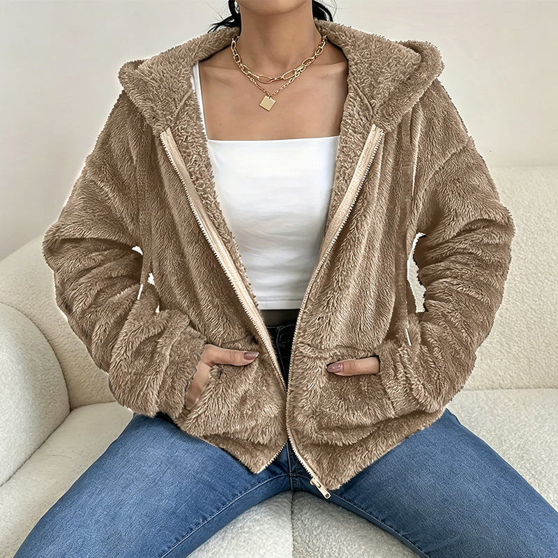 📢📢50%Rabatt!!!🎉✨Damen Kapuzenjacke aus kuscheligem, flauschigem Material