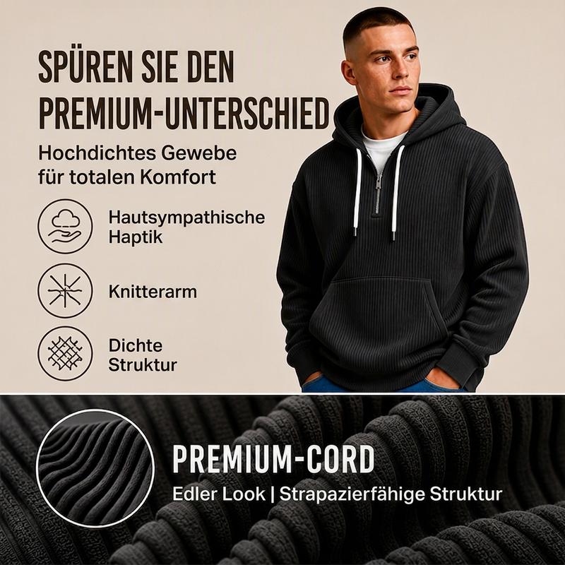 🔥Beliebtes Produkt ！✨Herren-Casual-Cord-Hoodie mit Halb-Reißverschluss