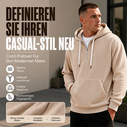 🔥Beliebtes Produkt ！✨Herren-Casual-Cord-Hoodie mit Halb-Reißverschluss