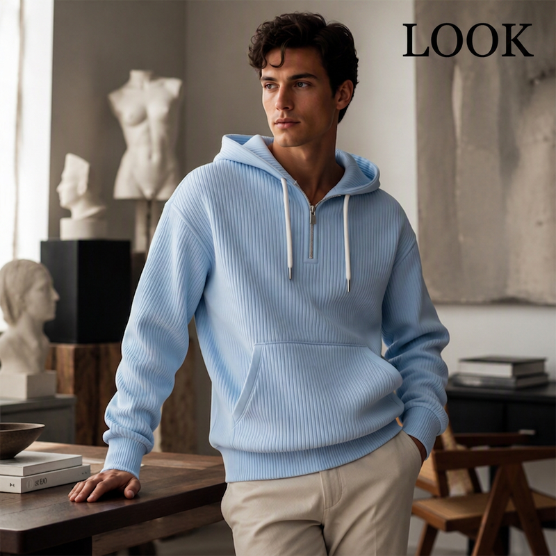 🔥Beliebtes Produkt ！✨Herren-Casual-Cord-Hoodie mit Halb-Reißverschluss