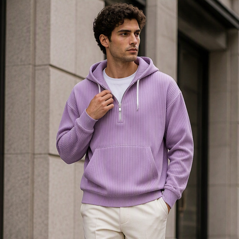 🔥Beliebtes Produkt ！✨Herren-Casual-Cord-Hoodie mit Halb-Reißverschluss
