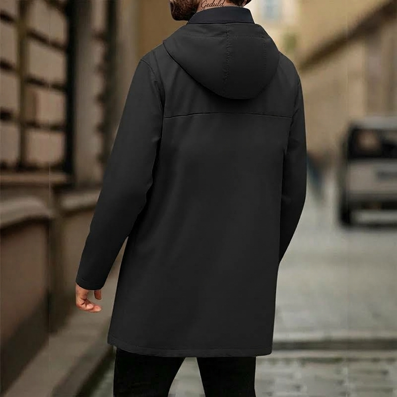 🔥Beliebtes Produkt ！✨Herren-Windbreaker-Trenchcoat mit Kapuze, mittlere Länge