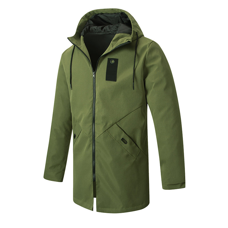 🔥Beliebtes Produkt ！✨Herren-Windbreaker-Trenchcoat mit Kapuze, mittlere Länge