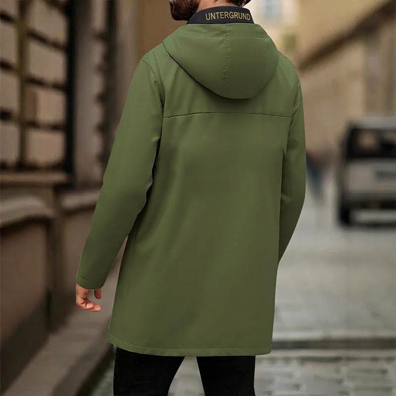 🔥Beliebtes Produkt ！✨Herren-Windbreaker-Trenchcoat mit Kapuze, mittlere Länge