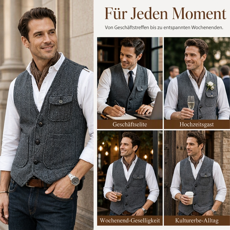 📢📢50%Rabatt!!!🎉✨Herren-Casual-Vintage-Weste mit V-Ausschnitt