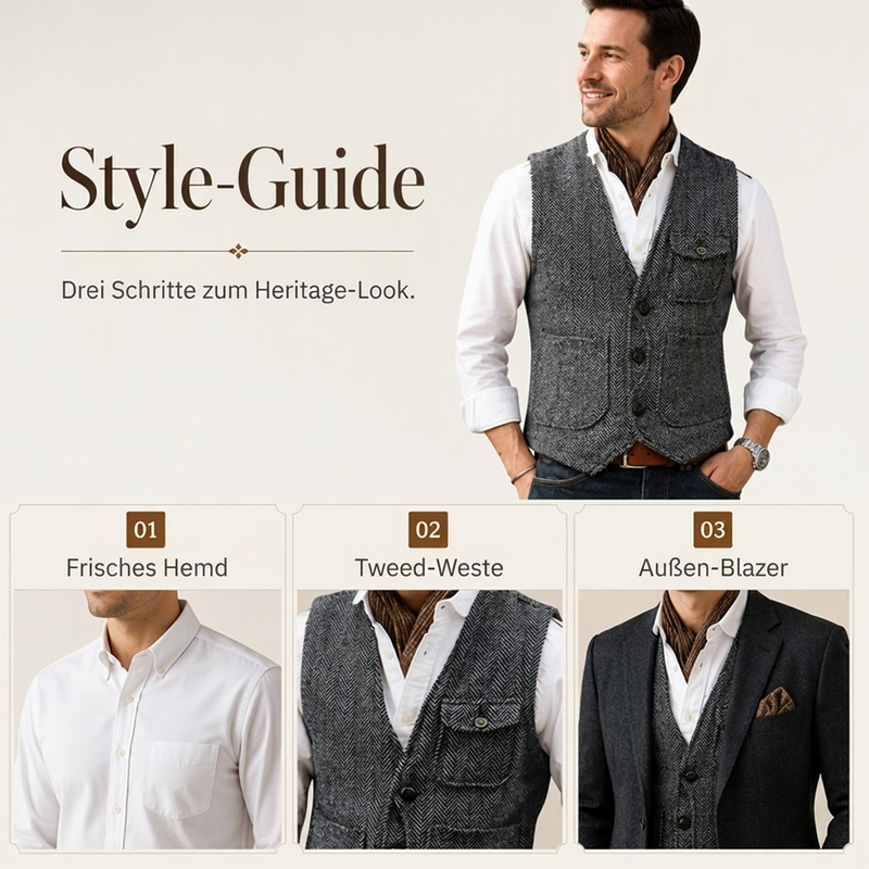 📢📢50%Rabatt!!!🎉✨Herren-Casual-Vintage-Weste mit V-Ausschnitt