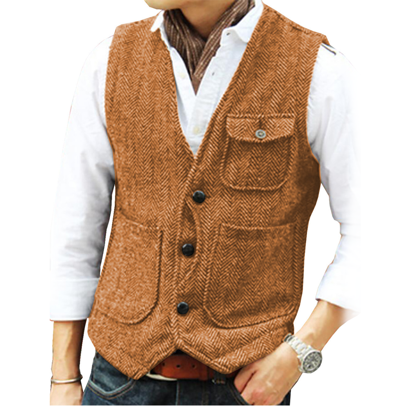 📢📢50%Rabatt!!!🎉✨Herren-Casual-Vintage-Weste mit V-Ausschnitt
