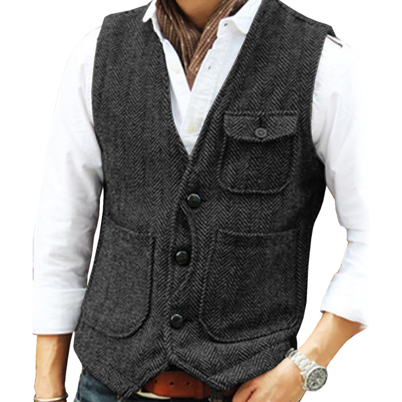📢📢50%Rabatt!!!🎉✨Herren-Casual-Vintage-Weste mit V-Ausschnitt