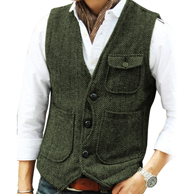 📢📢50%Rabatt!!!🎉✨Herren-Casual-Vintage-Weste mit V-Ausschnitt