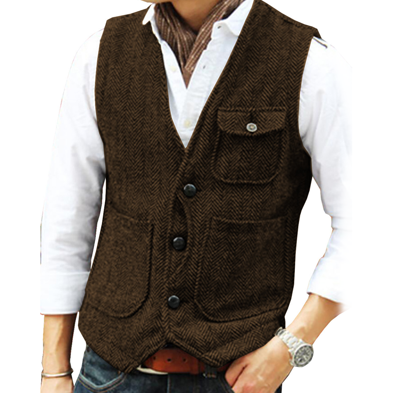 📢📢50%Rabatt!!!🎉✨Herren-Casual-Vintage-Weste mit V-Ausschnitt
