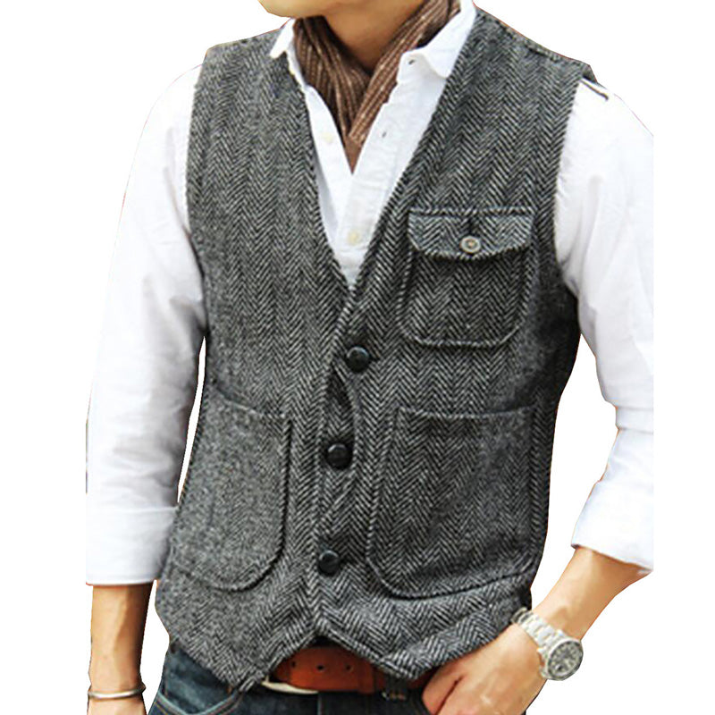 📢📢50%Rabatt!!!🎉✨Herren-Casual-Vintage-Weste mit V-Ausschnitt