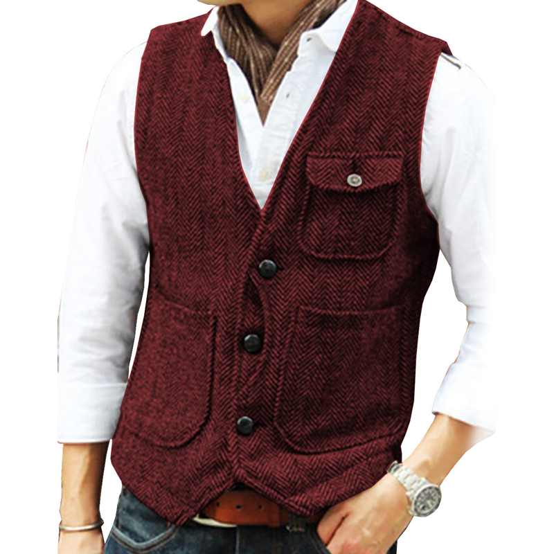 📢📢50%Rabatt!!!🎉✨Herren-Casual-Vintage-Weste mit V-Ausschnitt