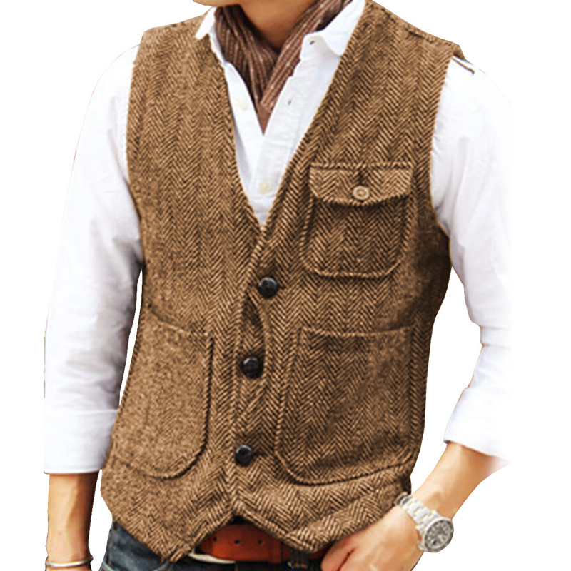 📢📢50%Rabatt!!!🎉✨Herren-Casual-Vintage-Weste mit V-Ausschnitt