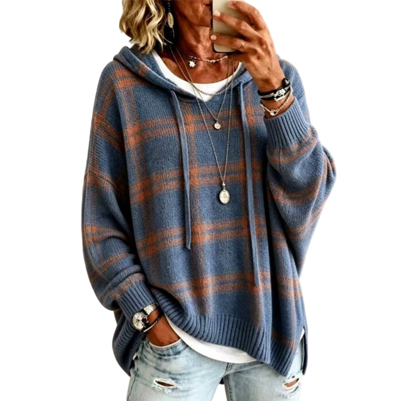 📢📢50%Rabatt!!!🎉✨Retro-Karierter Kapuzenstrickpullover für Damen