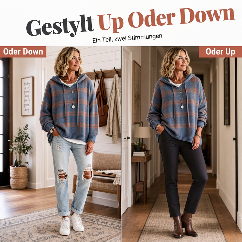 📢📢50%Rabatt!!!🎉✨Retro-Karierter Kapuzenstrickpullover für Damen