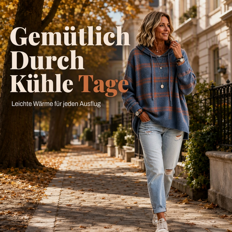 📢📢50%Rabatt!!!🎉✨Retro-Karierter Kapuzenstrickpullover für Damen