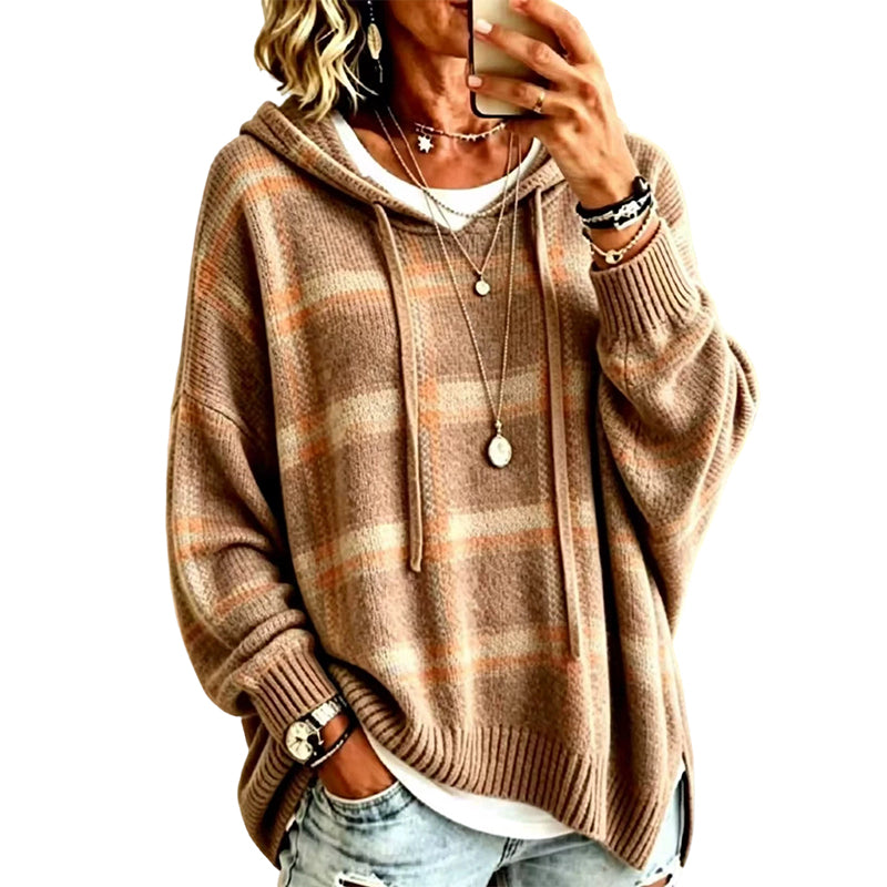 📢📢50%Rabatt!!!🎉✨Retro-Karierter Kapuzenstrickpullover für Damen