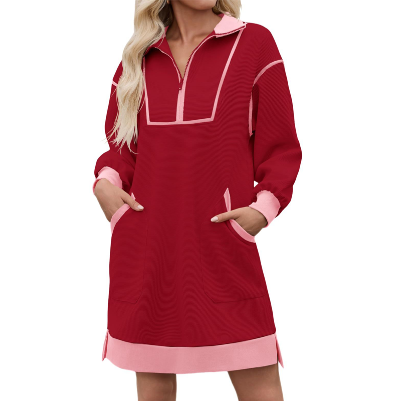 📢🎉50%Rabatt!!!🛍️✨Legeres Sweatshirtkleid mit Halbreißverschluss für Damen