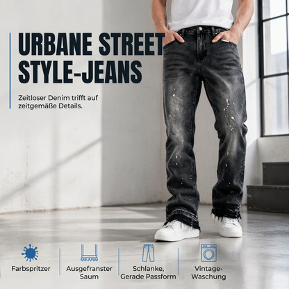 🔥Beliebtes Produkt ！✨Herren-Jeans im Urban-Streetstyle, Farbspritzer-Optik, used-look Denim
