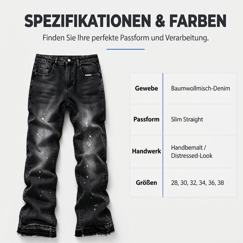 🔥Beliebtes Produkt ！✨Herren-Jeans im Urban-Streetstyle, Farbspritzer-Optik, used-look Denim