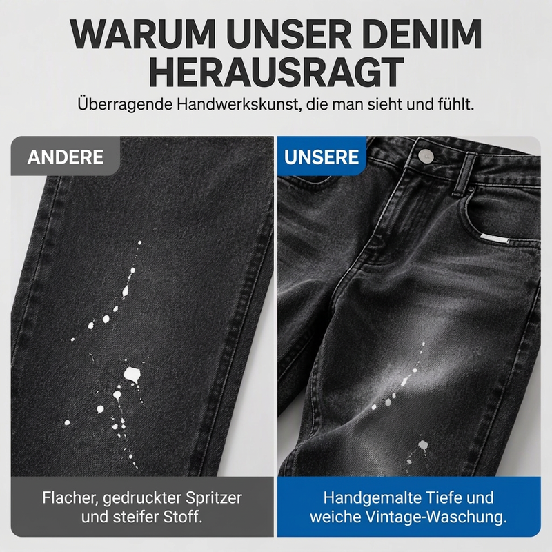 🔥Beliebtes Produkt ！✨Herren-Jeans im Urban-Streetstyle, Farbspritzer-Optik, used-look Denim