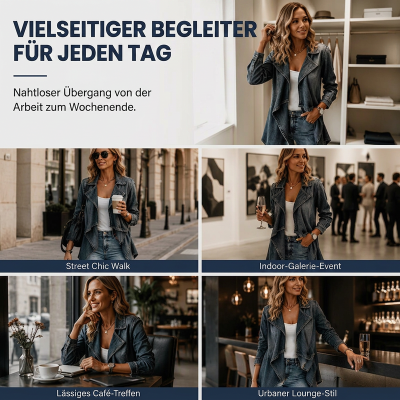 🔥Beliebtes Produkt ！✨Jeans-Trenchjacke für Damen mit offenem Schnitt